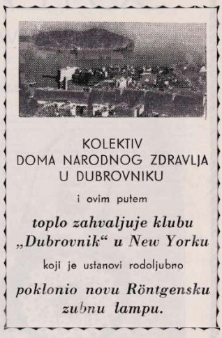 Pomoć dubrovačkih iseljenika, Iseljenički kalendar, Zagreb: Matica iseljenika Hrvatske, 1955, str. 202.