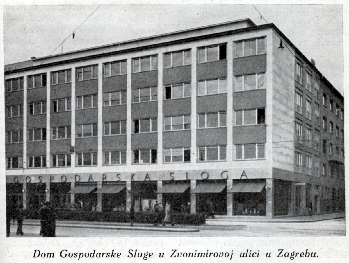 Zgrada Gospodarske sloge podignuta je 1939. i postala je središtem širokog i dobro organiziranog gospodarskog pokreta. Njeno je otvorenje (prigodom proslave rođendana V. Mačeka) preraslo u jednu od najvećih stranačkih manifestacija 1930-ih.  (Božićnica, Seljački prosvjetno-politički sbornik i kalendar za prestupnu godinu 1940., Zagreb 1939., str. 91) 