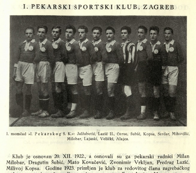 Prvi pekarski šport klub Zagreb 1923. (Album nogometnih klubova Jugoslavije, Naklada Zvono: Osijek, 1925., 45.)